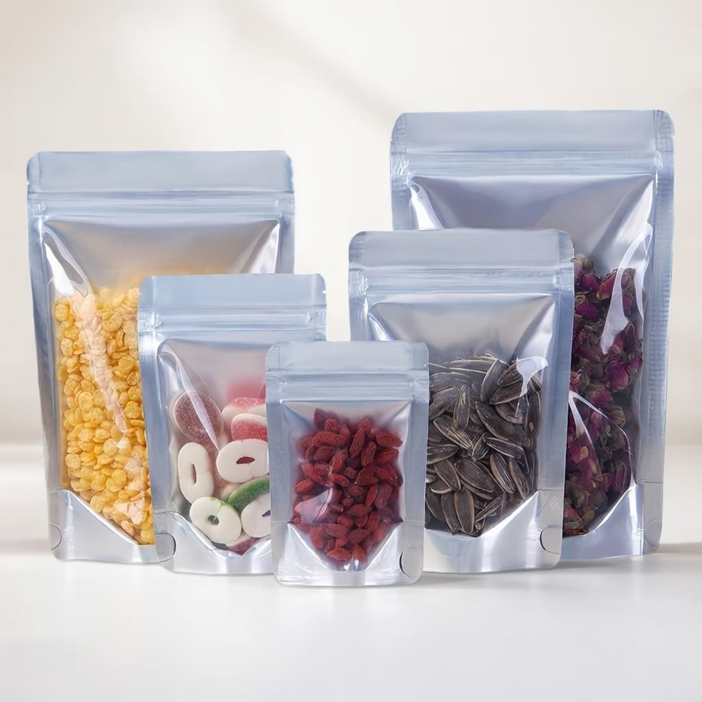 Doypacks alimentaires fenetre transparente Tunisie Doypacks alimentaires avec fenetre transparente assortiment tailles pates cereales Tunisie - OmegaPack